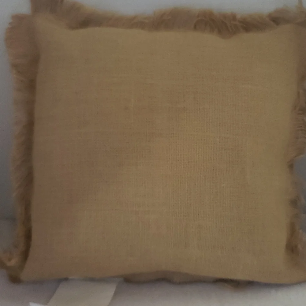 Mud Pie | NWT Burlap Square Accent Fringe Pillow 